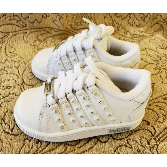 NIB K-Swiss Infant Baby Lozan SPS Jewel Accents White Shoes Size 4 - Picture 7 of 11